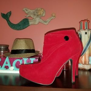 Charlotte Russe red suede booties